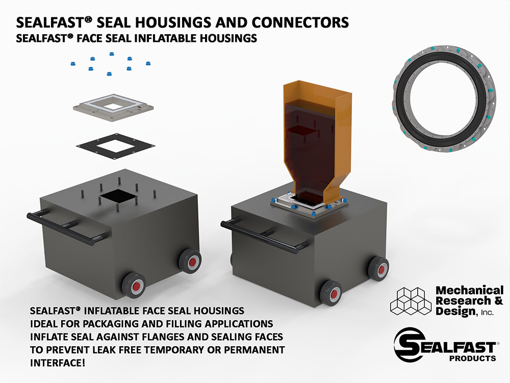 PACKING SEAL; FACE SEAL; MECHANICAL SEAL HOUSING; BOLT-ON SEAL HOUSING; FLANGE CONNECTOR; SEAL HOUSINGS; FLANGE SEAL HOUSING; CONNECTOR; INFLATABLE SEAL HOUSING; MULTI-SEAL HOUSING; ANNULAR HOUSING; SEAL TRACK; SEAL HOLDER; SEALFAST® PRODUCTS; MECHANICAL RESEARCH & DESIGN, INC.