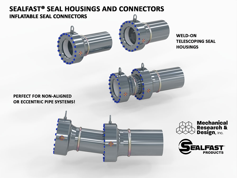 TELESCOPING SEAL HOUSING; TELESCOPING RISER; ADJUSTIBLE PIPE SYSTEM; CONNECTOR; INFLATABLE CONNECTOR; SEALFAST® PRODUCTS; MECHANICAL RESEARCH & DESIGN, INC.