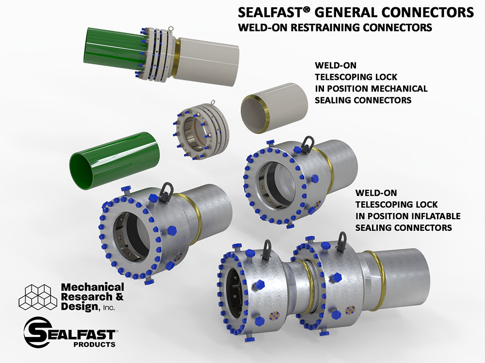 WELD-ON PIPE CONNECTOR; PIPE CONNECTOR; CUSTOM UNION; CUSTOM PIPE UNION CONNECTOR; FLANGE ADAPTOR; FLANGE ATTACHMENT; SEALFAST® UNION CONNECTOR; SEALFAST® PRODUCTS; MECHANICAL RESEARCH & DESIGN, INC.
