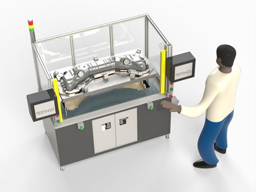 TURNKEY LEAK TESTER; AUTOMOTIVE LEAK TESTER; AUTOMATED LEAK TESTER; PRODUCT LEAK TESTING; RESEARCH & DEVELOPMENT; WORK ASSIST TOOLS; MRD INDUSTRIAL; SEALFAST® PRODUCTS; MECHANICAL RESEARCH & DESIGN, INC.