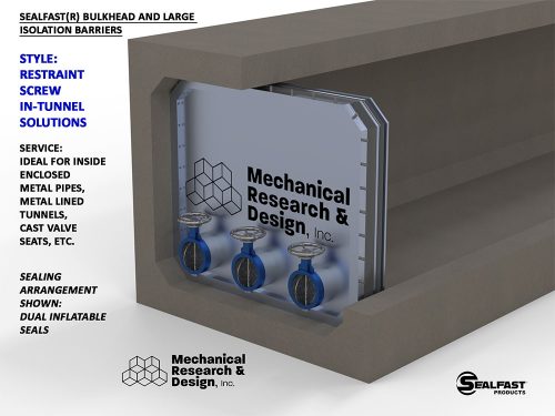 Tunnel Bulkhead, Tunnel Barriers, Large Pipe Plugs, Tunnel Plugs, SEALFAST® Products | Large Isolation Barriers and Bulkheads | Mechanical Research & Design, Inc., Manitowoc Wisconsin U.S.A.