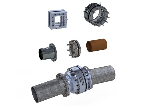 SEALFAST® SEAL HOUSINGS; CONNECTORS; DRESSER SLEEVES; SPHERICAL PIPE JOINT; SPHERICAL PIPE CONNECTOR; MRD INDUSTRIAL; SEALFAST® PRODUCTS; MECHANICAL RESEARCH & DESIGN, INC.