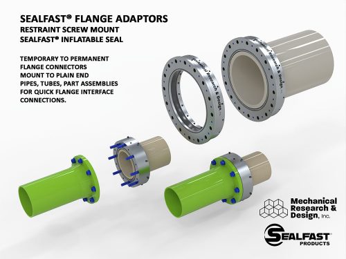 FLANGE ADAPTORS; INFLATABLE CONNECTOR; INFLATABLE FLANGE ADAPTOR; PIPE CONNECTORS; SUBSEA CONNECTORS; FLANGE ATTACHMENT; SEALFAST® PRODUCTS; MECHANICAL RESEARCH & DESIGN, INC.